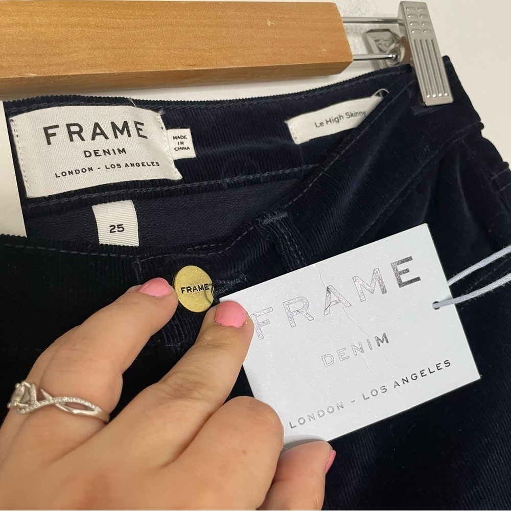 ✨NWT Frame Navy Blue Le High Skinny High Rise Corduroy Pants Jeans Size 25 - Picture 6 of 11
